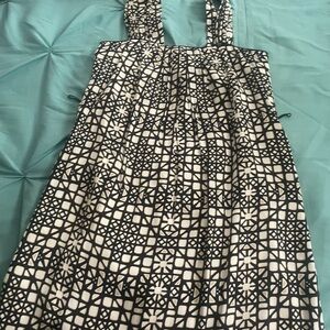 White House Black Market Black and Cream Patterned Dress